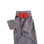 Black Checks Shirt with Red Bow Tie - Image 2