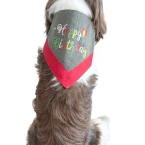 Grey & Red Embroidered Birthday Bandana